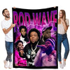 Vibrant Gradient Fleece Throw Blanket with Artistic Portraits