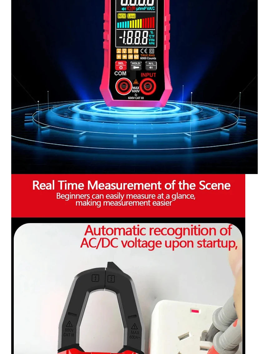 Professional Digital Clamp Meter with 600A AC/DC Range