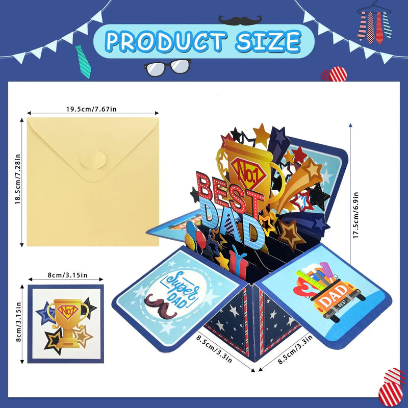 3D Pop-Up Father's Day Card with Envelope