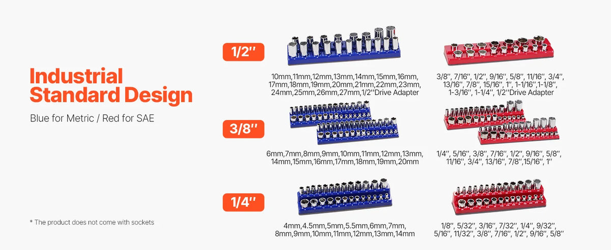 Magnetic Socket Organizer Set with Metric and SAE Trays
