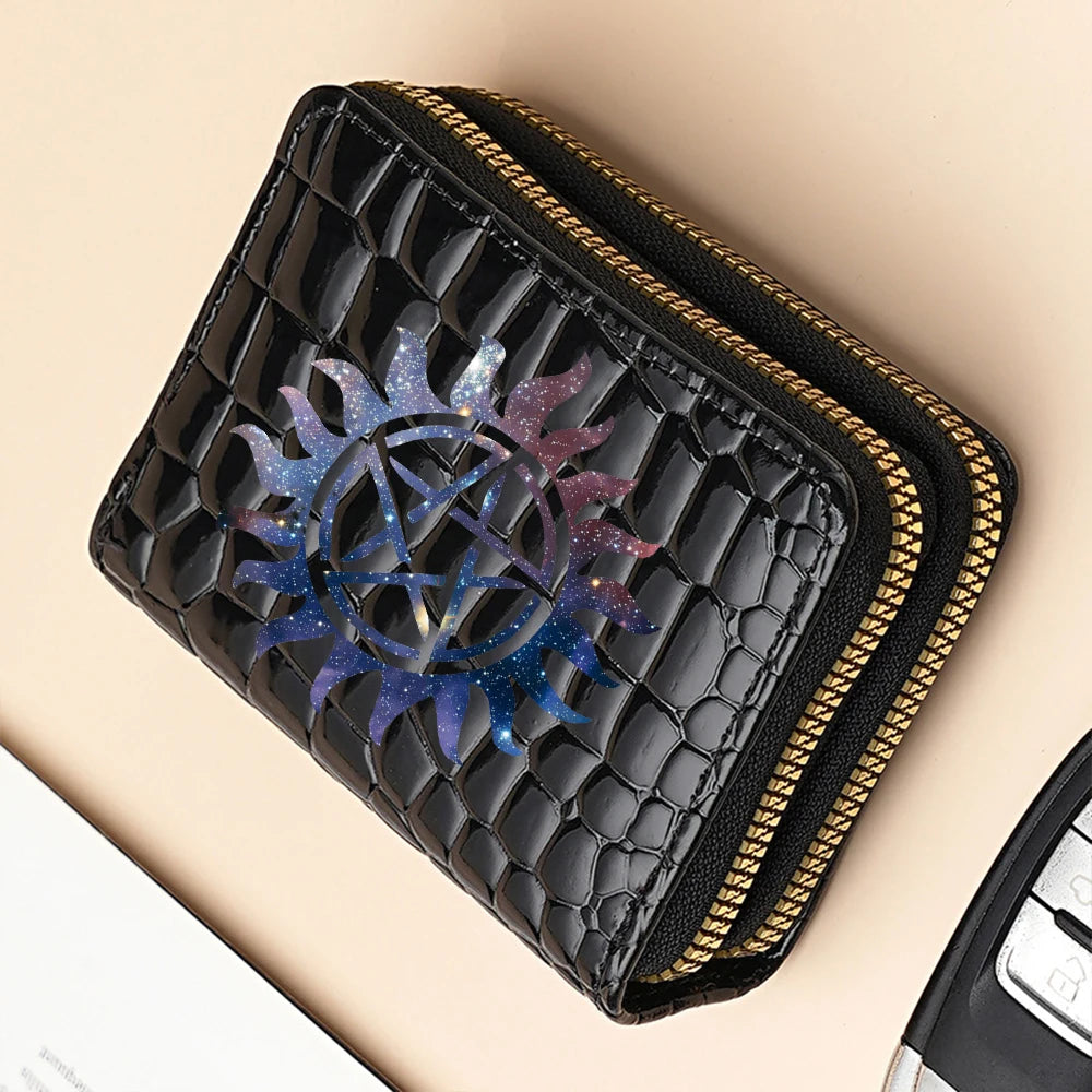 Premium PU Leather Compact Wallet with Double Zipper and Coin Pocket