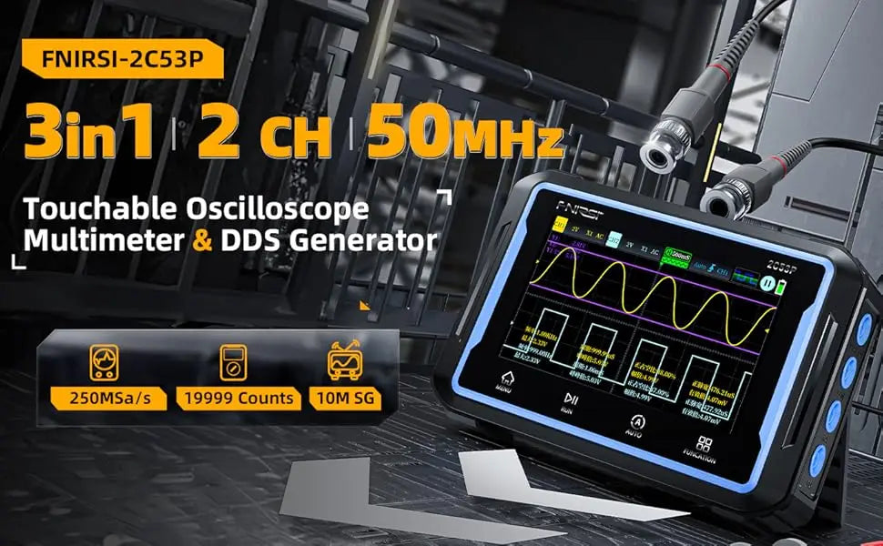 3-in-1 Handheld Oscilloscope, Multimeter, and Signal Generator with Touchscreen