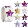 Roll of 500 glitter star stickers for crafts gifts and rewards in various colors