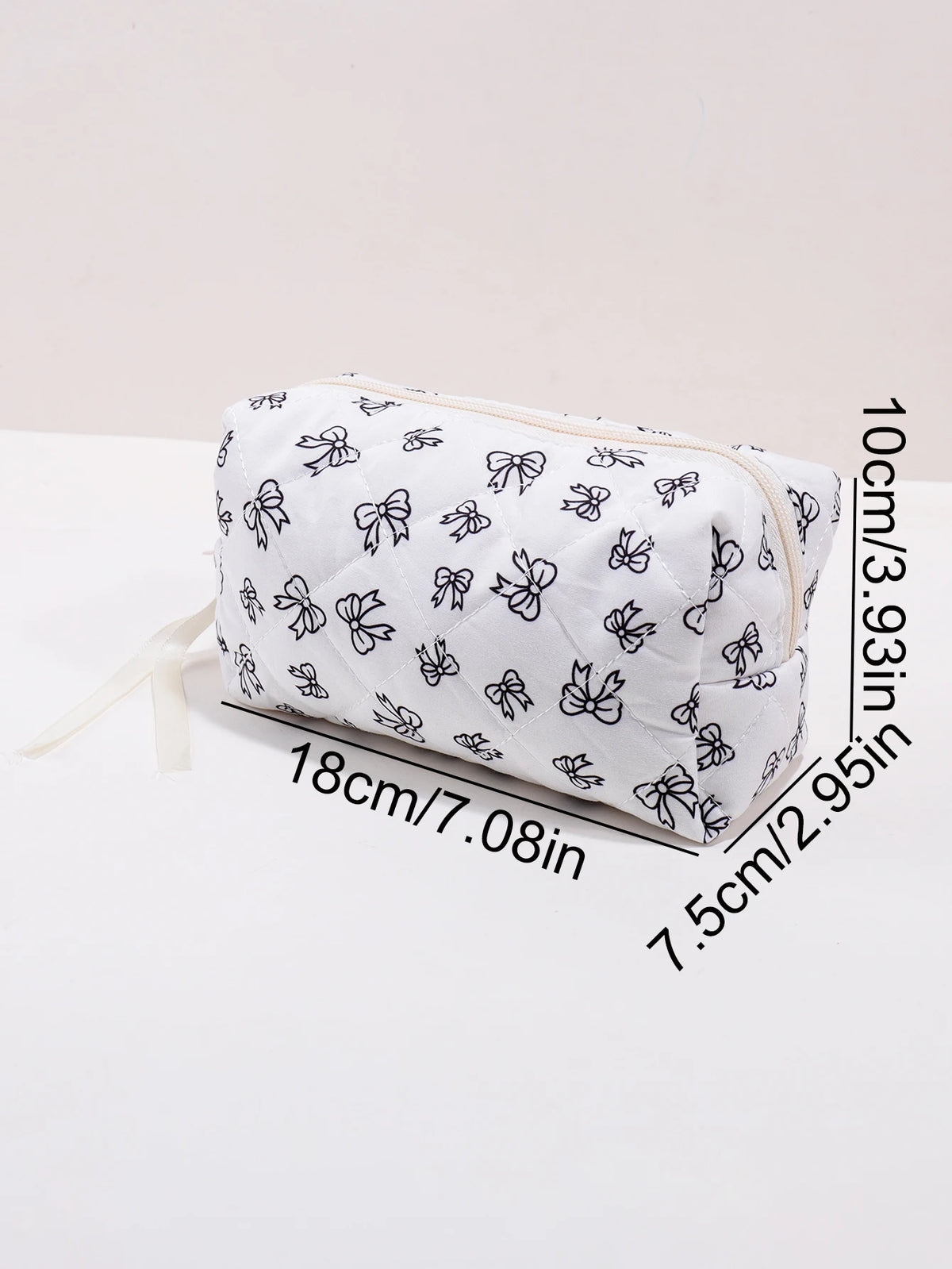 Bowknot Print Makeup Bag - Large Capacity Travel Toiletry Organizer