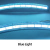Blue LED daytime running lights for a vehicle, showing bright blue illumination.