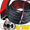 Roll of black flexible rubber seal strip for car doors used in noise reduction and weatherproofing