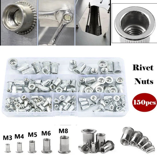 150-Piece Rivet Nut Kit with Gun and Mandrels