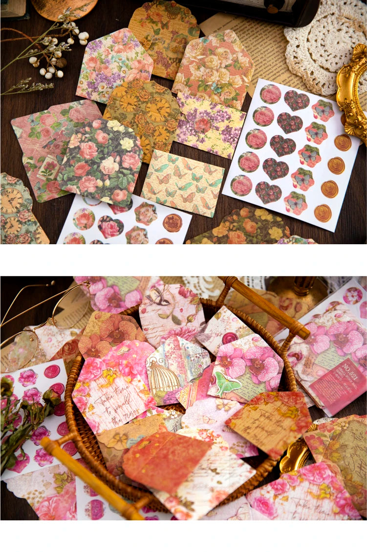 Vintage Mini Envelope Set with Seal Stickers - 40 Pack