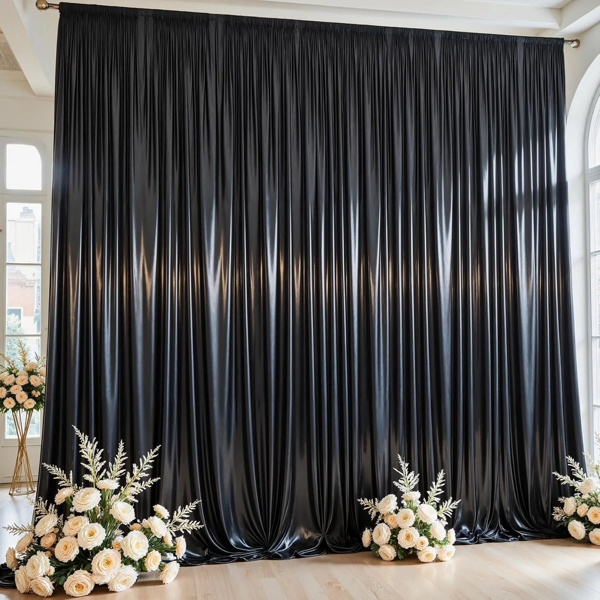 Shimmering Satin Backdrop Curtain Panels