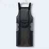 Black waterproof oil-proof kitchen apron with gray accents