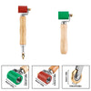 Two silicone seam rollers for welding and waterproofing, one red and one green, with wooden handles.
