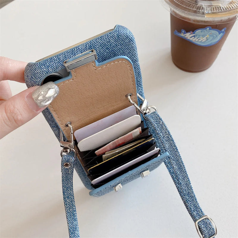 Étui portefeuille bandoulière avec porte-cartes