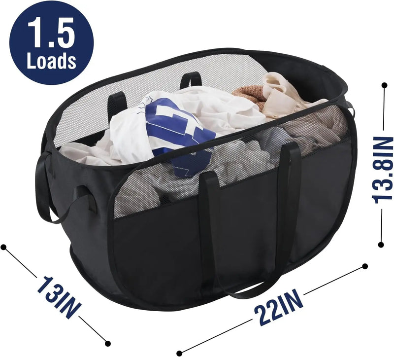Collapsible Laundry Hamper with Reinforced Handles