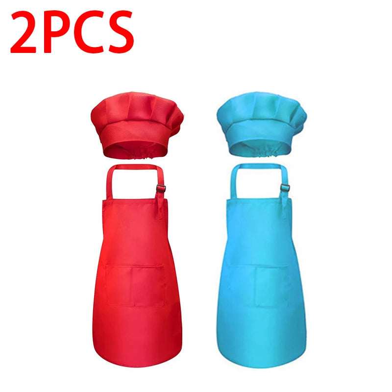 Kids' Chef Apron and Hat Set – Waterproof Cooking & Painting Smock for Boys and Girls