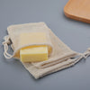 Set of 3 Natural Cotton Soap Saver Bags with Drawstring