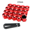 A set of 20 red anti-rust wheel nut caps and a black tool is shown.