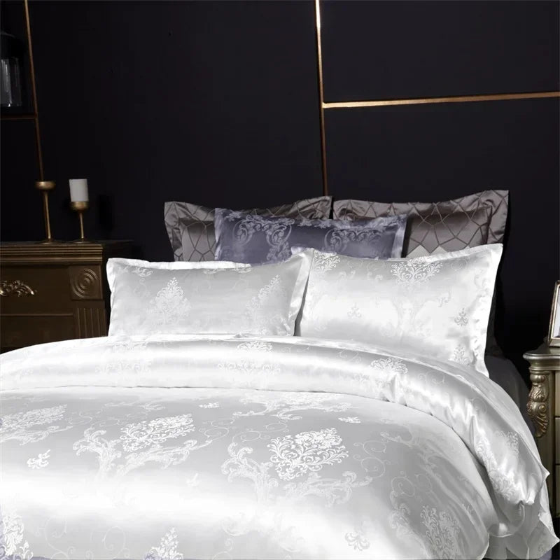 Silver Royal Luxury Duvet Cover Set with Pillowcases