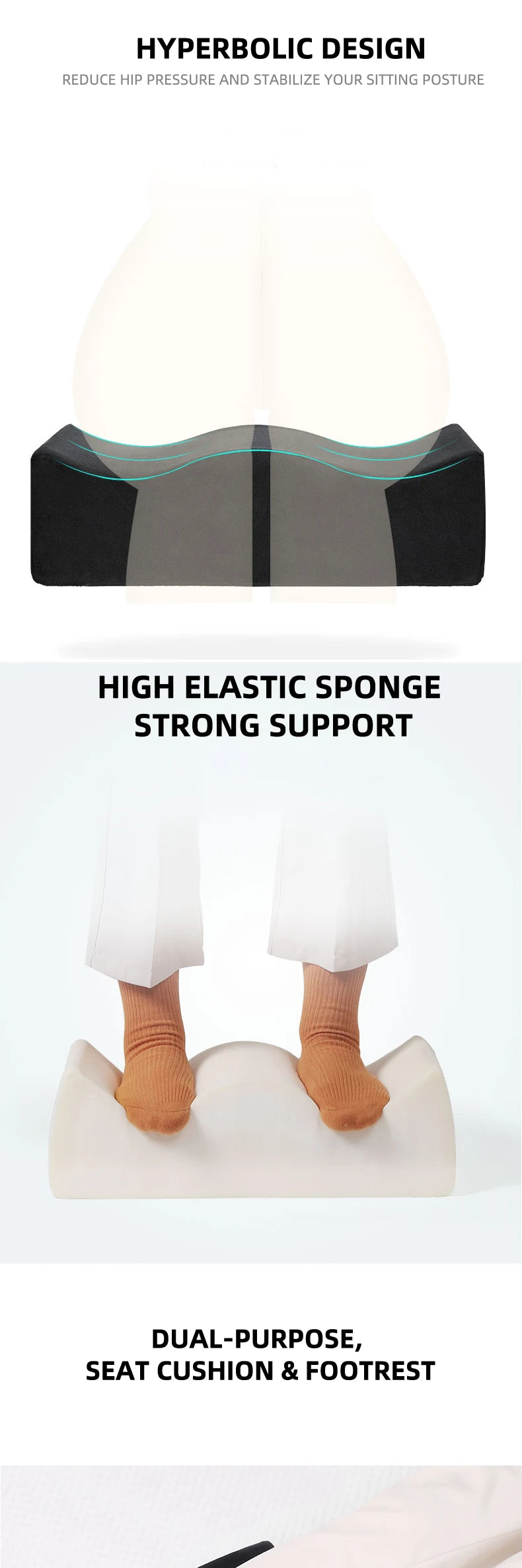 Ergonomic Seat Cushion for Tailbone Pain Relief and Posture Support