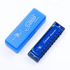 Blue Swan harmonica with a case shown diagonally on a white background.