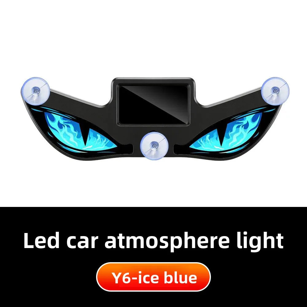 Y6-ice blue LED car atmosphere light featuring a demon eye design.