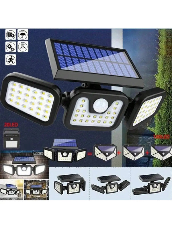 3-Head Solar Security Flood Light with 270° Motion Sensor