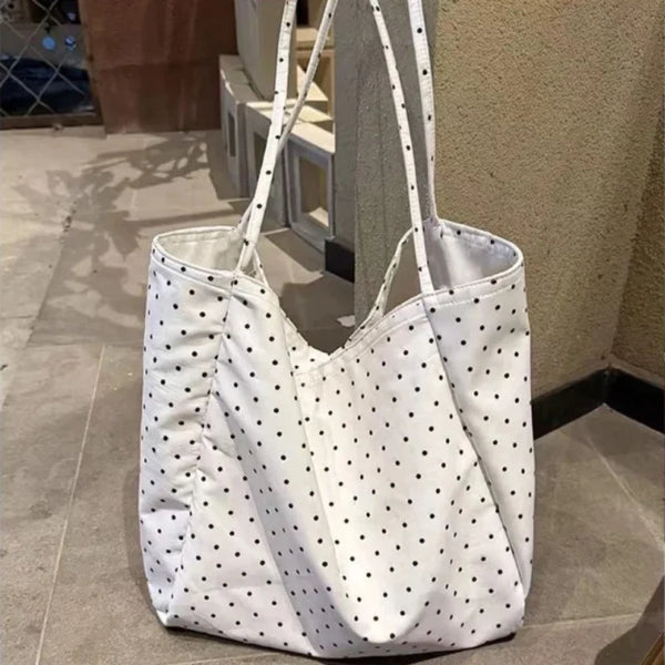 Polka Dot Canvas Tote Bag