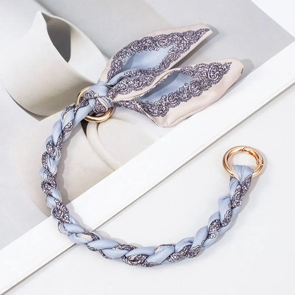 Decorative Silk Scarf Bag Chain with Detachable Bow