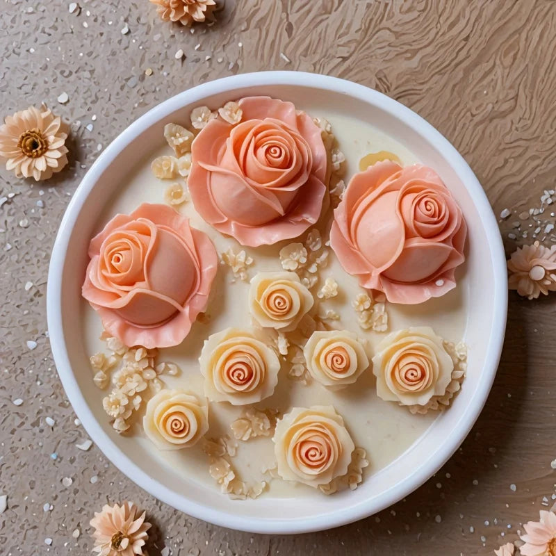 5-Piece Silicone Rose Mold Set for Polymer Clay, Soap & Candle Making