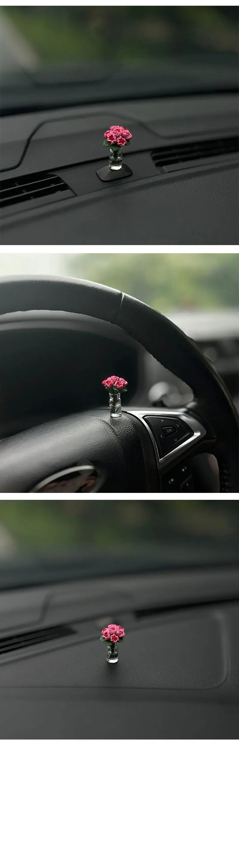 Mini Rose and Sunflower Car Dashboard Vase Decor