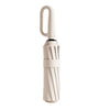 A beige windproof automatic folding umbrella with a curved handle and pleated canopy.