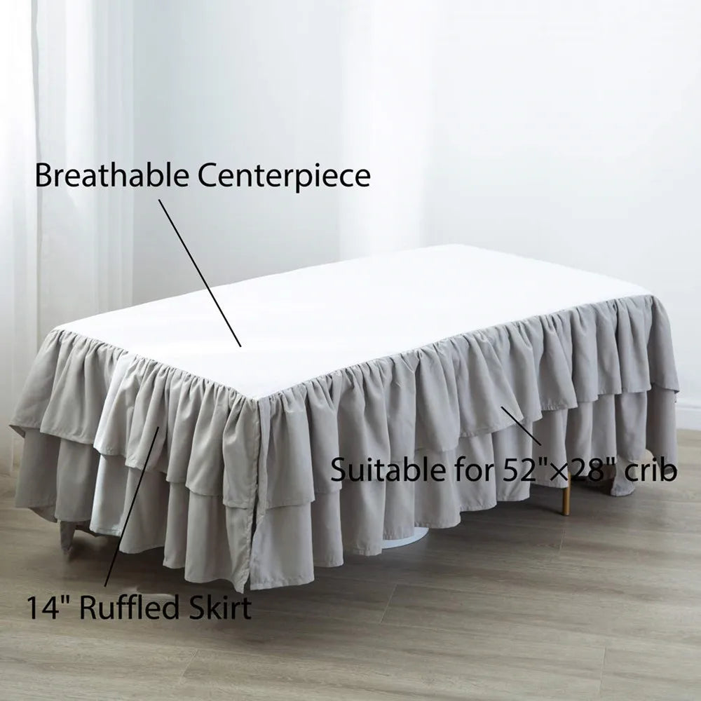 Two-Layer Ruffled Crib Bed Skirt for Standard and Toddler Beds