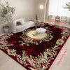 Burgundy Gold Floral Medallion Area Rug – Non-Slip Washable Carpet