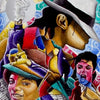 A vibrant diamond painting featuring a portrait of Michael Jackson with various colors and textures.