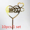 Gold Acrylic Happy Birthday Cake Toppers (Set of 10)