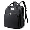 Black large capacity diaper bag backpack with a shoulder strap and zippered compartments