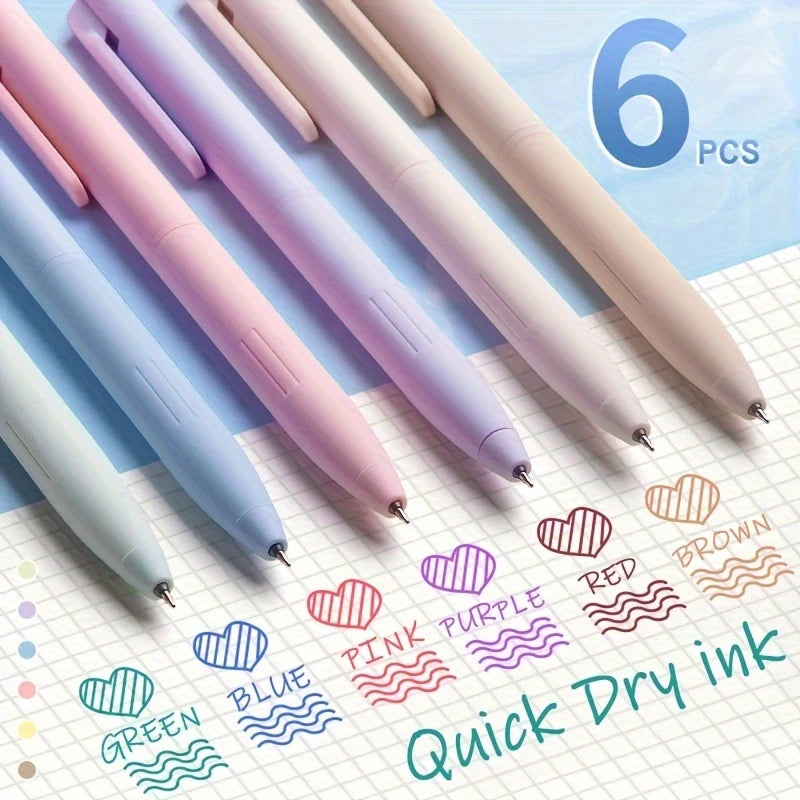 Pastel Gel Pens Set of 6 – Quick-Dry, Smudge-Free Fine Point Writing