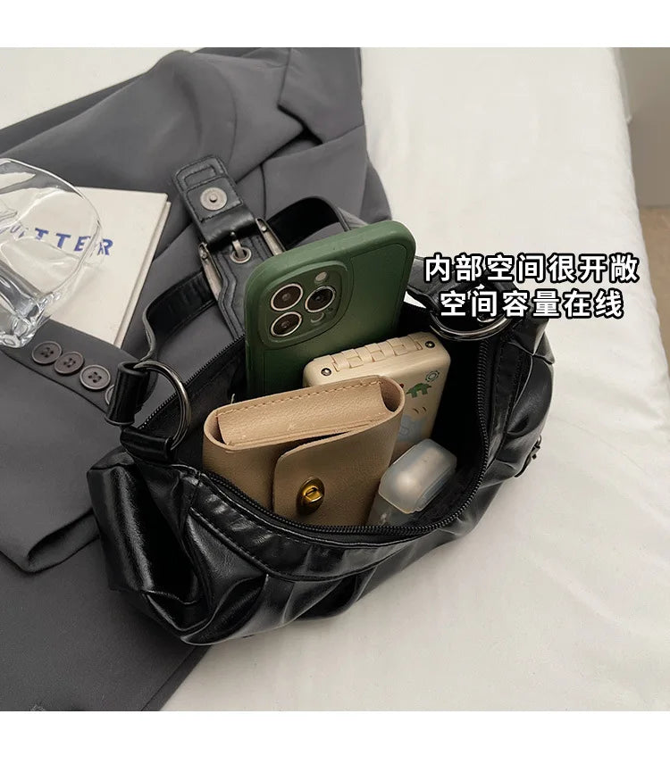 Y2K Retro Pleated Hobo Shoulder Bag