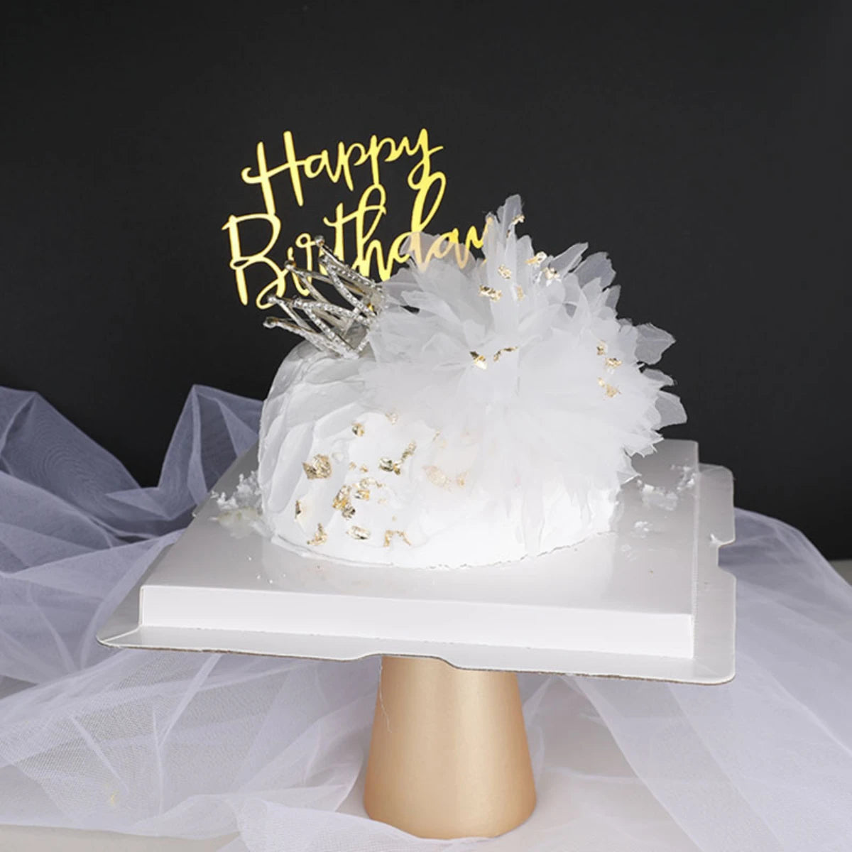 Gold Acrylic Happy Birthday Cake Topper Set (10 Pieces)