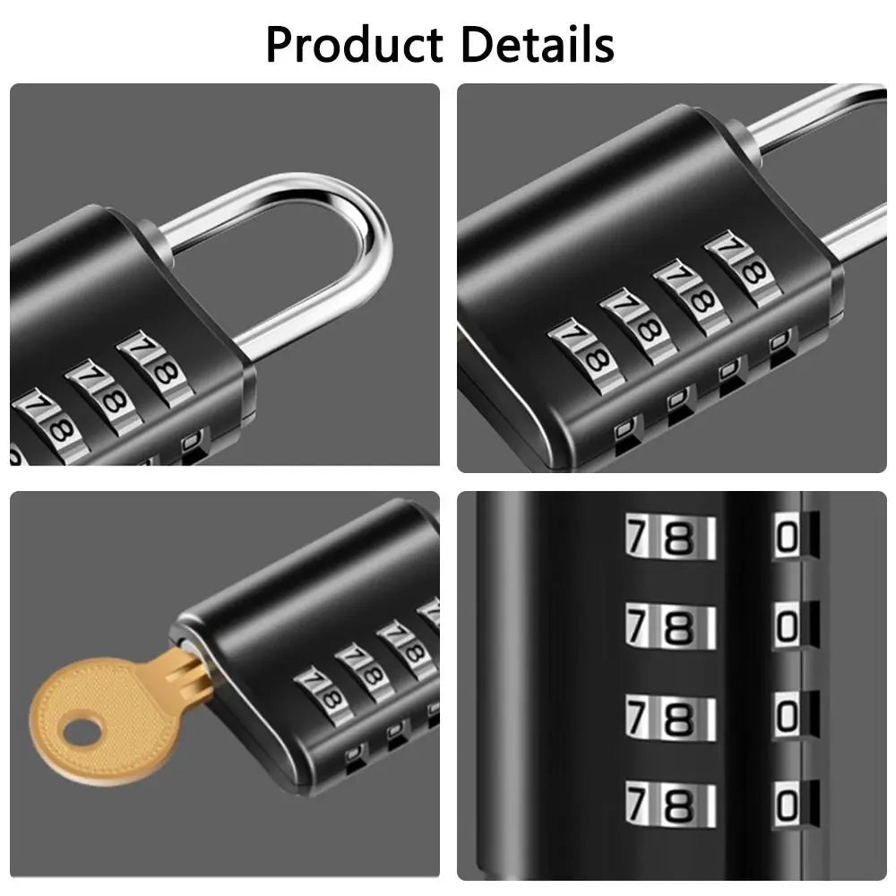 Secure 4-Digit Combination Padlock with Key