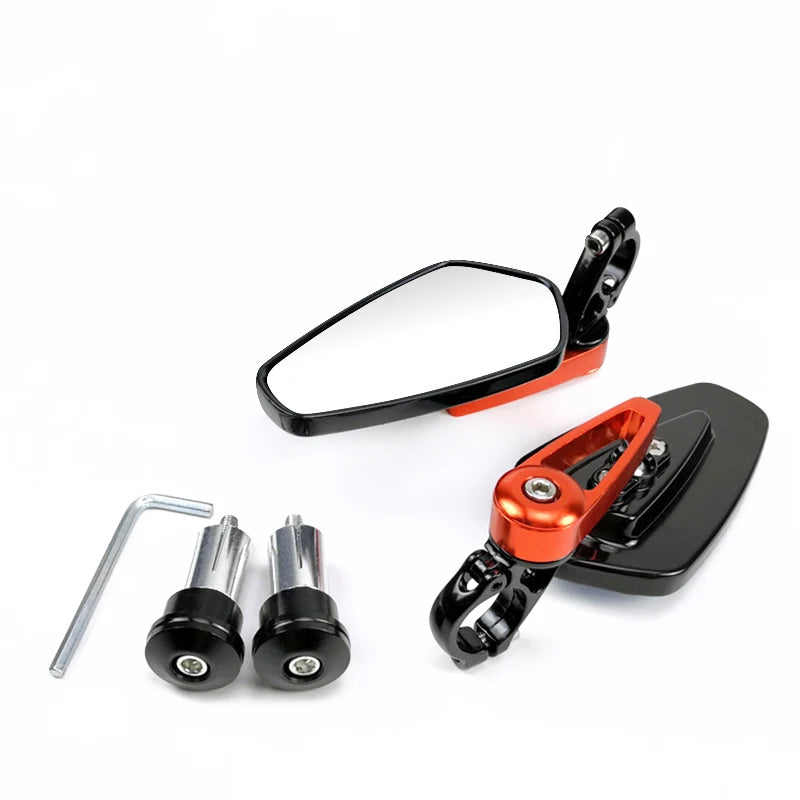 Universal 22mm Motorcycle Bar End Mirrors - 360° Adjustable Pair