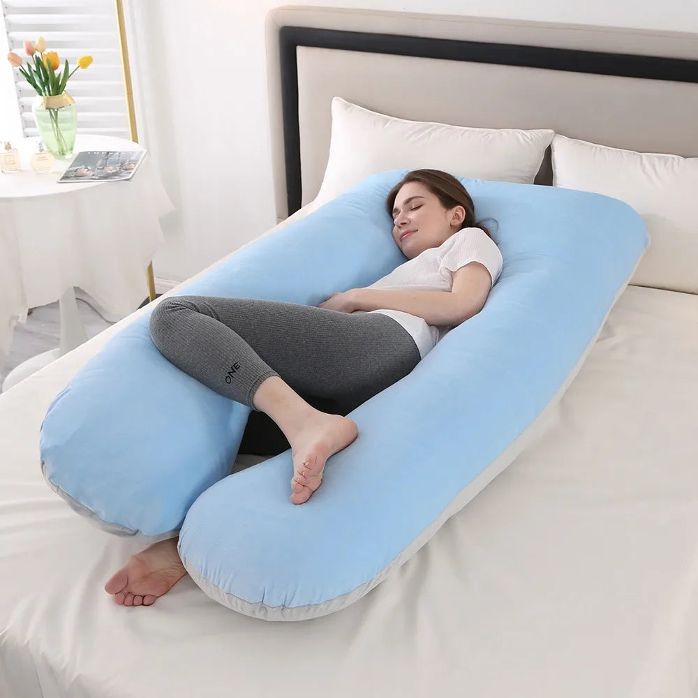 U-Shaped Full Body Pregnancy Pillow with Removable Velvet Cover