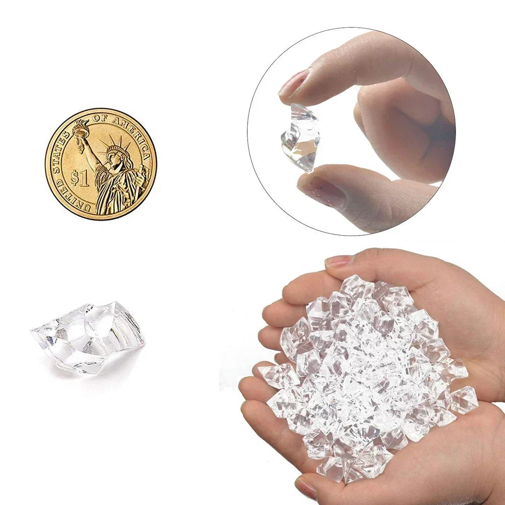 Crystal Clear Acrylic Crushed Ice Stones for Vases & Decor (100-Pack)