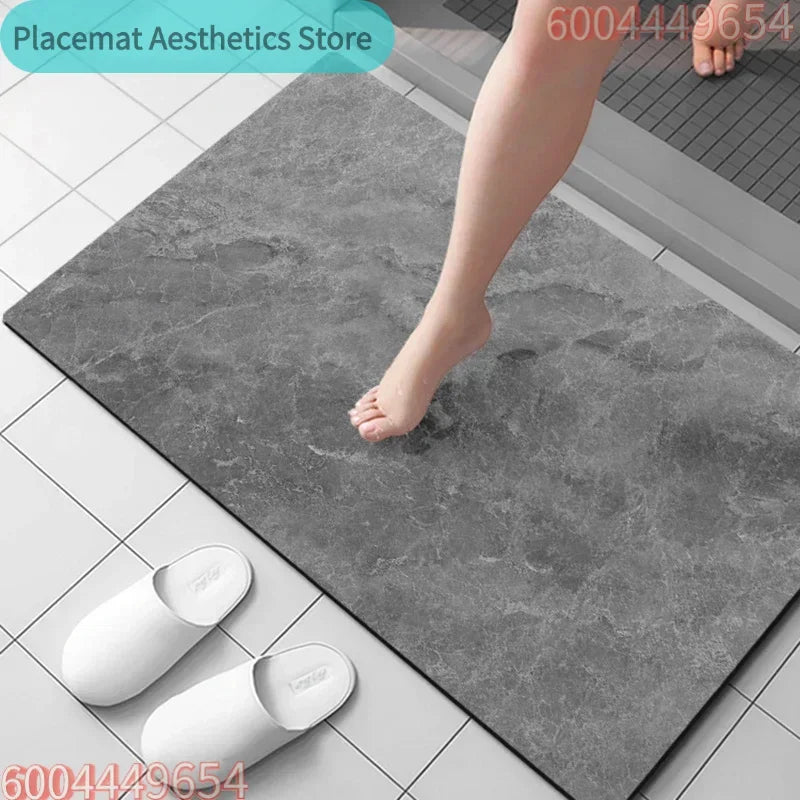 Ultra-Absorbent Diatomite Bath Mat with Non-Slip Rubber Base