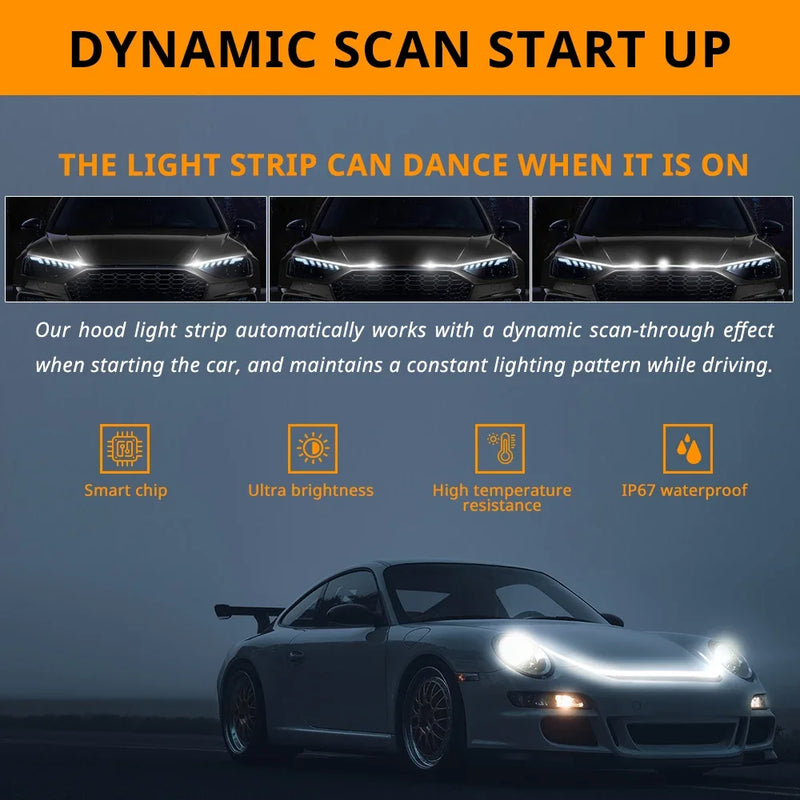 Dynamic LED Hood Light Strip with Startup Effect