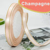 Roll of pink satin ribbon with gold edge for crafts and gift wrapping