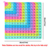 A colorful 12x12 bubble grid math game board for multiplication practice with numbers 1 through 14.