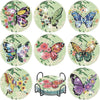 A collection of eight ocean-themed diamond art coasters and a holder kit for DIY crafting.