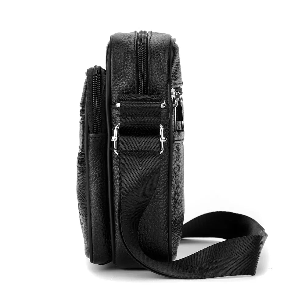 Vintage Leather Messenger Bag for Men – Adjustable Crossbody Shoulder Bag