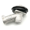 A durable aluminum brush cutter gearbox replacement unit with a black cover and silver housing.
