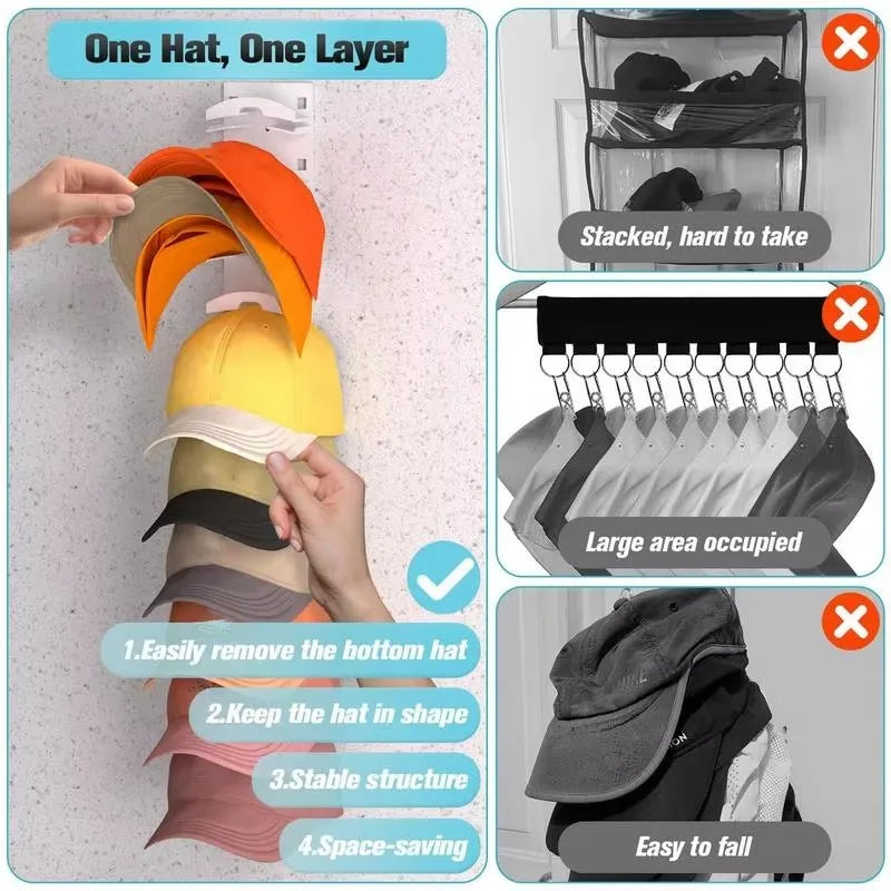 Wall-Mounted Hat Rack for Caps and Accessories